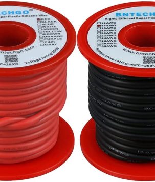 BNTECHGO 14 Gauge Silicone Wire Spool red and Black Each 25ft Flexible 14 AWG Stranded Tinned Copper Wire